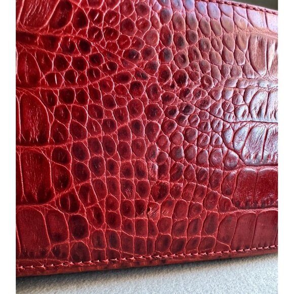 Valentino Vintage Red Croc Embossed Minimalist Shoulder Bag Medium - Picture 8 of 16